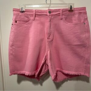 Judy Blue Bubblegum Pink Frayed Hem Denim Shorts 2XL - Like New